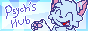 static site button, with a cartoony blue and pink cat on the right, and text that reads 'Psych's Hub' on the left